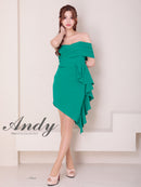 Andy/AN-ON2941/ワンピース/キャバドレス/ミニドレス/シンプル/オフショル/タック/ワンショルダー/フリル/アシンメトリー/タイト