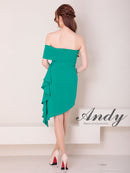 Andy/AN-ON2941/ワンピース/キャバドレス/ミニドレス/シンプル/オフショル/タック/ワンショルダー/フリル/アシンメトリー/タイト