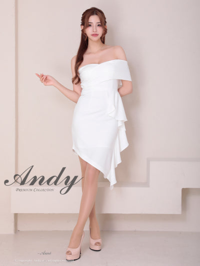Andy/AN-ON2941/ワンピース/キャバドレス/ミニドレス/シンプル/オフショル/タック/ワンショルダー/フリル/アシンメトリー/タイト