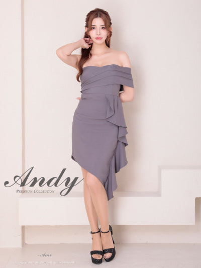 Andy/AN-ON2941/ワンピース/キャバドレス/ミニドレス/シンプル/オフショル/タック/ワンショルダー/フリル/アシンメトリー/タイト
