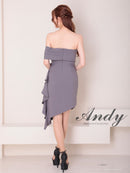 Andy/AN-ON2941/ワンピース/キャバドレス/ミニドレス/シンプル/オフショル/タック/ワンショルダー/フリル/アシンメトリー/タイト