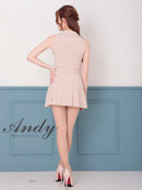 Andy/AN-ON2947/セットアップ/ミニドレス/キャバドレス/襟付き/ノースリーブ/フロントジップ/プリーツ/フレア