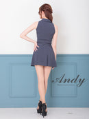 Andy/AN-ON2947/セットアップ/ミニドレス/キャバドレス/襟付き/ノースリーブ/フロントジップ/プリーツ/フレア