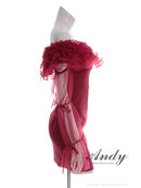 Andy/AN-ON2954/ワンピース/ミニドレス/キャバドレス/ギャザーフリル/2way/袖付き/ロングスリーブ/オフショル/シアー/チュール/タイト