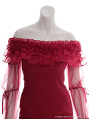 Andy/AN-ON2954/ワンピース/ミニドレス/キャバドレス/ギャザーフリル/2way/袖付き/ロングスリーブ/オフショル/シアー/チュール/タイト