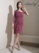 Andy/AN-ON2958/ワンピース/ミニドレス/キャバドレス/アシンメトリー/ワンショルダー/ドレープ/ワンカラー/タイト