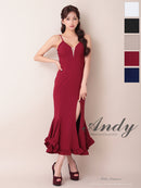 Andy/AN-ON2959/ワンピース/ロングドレス/キャバドレス/シンプル/ワンカラー/バストシアー/キャミソール/裾フリル/スリット/マーメイド