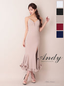 Andy/AN-ON2959/ワンピース/ロングドレス/キャバドレス/シンプル/ワンカラー/バストシアー/キャミソール/裾フリル/スリット/マーメイド