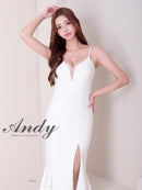 Andy/AN-ON2959/ワンピース/ロングドレス/キャバドレス/シンプル/ワンカラー/バストシアー/キャミソール/裾フリル/スリット/マーメイド