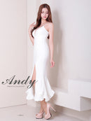 Andy/AN-ON2959/ワンピース/ロングドレス/キャバドレス/シンプル/ワンカラー/バストシアー/キャミソール/裾フリル/スリット/マーメイド