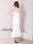 Andy/AN-ON2959/ワンピース/ロングドレス/キャバドレス/シンプル/ワンカラー/バストシアー/キャミソール/裾フリル/スリット/マーメイド
