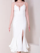 Andy/AN-ON2959/ワンピース/ロングドレス/キャバドレス/シンプル/ワンカラー/バストシアー/キャミソール/裾フリル/スリット/マーメイド