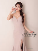 Andy/AN-ON2959/ワンピース/ロングドレス/キャバドレス/シンプル/ワンカラー/バストシアー/キャミソール/裾フリル/スリット/マーメイド