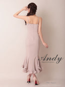 Andy/AN-ON2959/ワンピース/ロングドレス/キャバドレス/シンプル/ワンカラー/バストシアー/キャミソール/裾フリル/スリット/マーメイド
