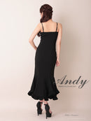 Andy/AN-ON2959/ワンピース/ロングドレス/キャバドレス/シンプル/ワンカラー/バストシアー/キャミソール/裾フリル/スリット/マーメイド