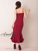 Andy/AN-ON2959/ワンピース/ロングドレス/キャバドレス/シンプル/ワンカラー/バストシアー/キャミソール/裾フリル/スリット/マーメイド