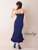 Andy/AN-ON2959/ワンピース/ロングドレス/キャバドレス/シンプル/ワンカラー/バストシアー/キャミソール/裾フリル/スリット/マーメイド