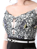 an/AOC-2399/ワンピース/キャバドレス/ミニドレス/ツーカラー/ベルト/レース/オフショルダー/チョーカー/袖あり//切替/藤川沙弥さん着用