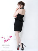 an/AOC-2416/ホルターネック/ビジュー/ペプラム/キャバドレス/ミニワンピース/藤川沙弥さん着用