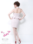 an/AOC-2416/ホルターネック/ビジュー/ペプラム/キャバドレス/ミニワンピース/藤川沙弥さん着用