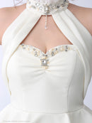 an/AOC-2416/ホルターネック/ビジュー/ペプラム/キャバドレス/ミニワンピース/藤川沙弥さん着用