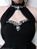 an/AOC-2416/ホルターネック/ビジュー/ペプラム/キャバドレス/ミニワンピース/藤川沙弥さん着用