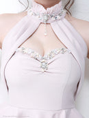 an/AOC-2416/ホルターネック/ビジュー/ペプラム/キャバドレス/ミニワンピース/藤川沙弥さん着用