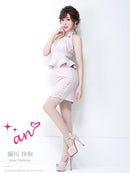 an/AOC-2416/ホルターネック/ビジュー/ペプラム/キャバドレス/ミニワンピース/藤川沙弥さん着用