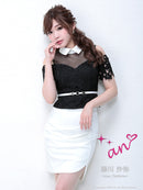 an/AOC-2549/セットアップ/ミニドレス/ツーカラー/タイトワンピース/キャバドレス/ベルト付き/襟付き/KT