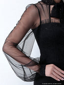 an/AOC-2664/セットアップ/ミニドレス/レース/リボン/パールボタン/キャバドレス/長袖チュール/広村薫さん着用