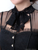 an/AOC-2664/セットアップ/ミニドレス/レース/リボン/パールボタン/キャバドレス/長袖チュール/広村薫さん着用