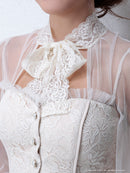 an/AOC-2664/セットアップ/ミニドレス/レース/リボン/パールボタン/キャバドレス/長袖チュール/広村薫さん着用