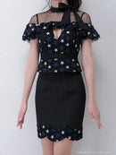 an/AOC-2751/セットアップ/ドレス/ミニドレス/キャバドレス/ナイトドレス/リボン/チュール/星柄/KT