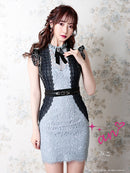 An/AOC-3043/ナイトドレス/キャバドレス/ドレス/ミニドレス/ベルト付き/ブローチ