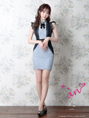 An/AOC-3043/ナイトドレス/キャバドレス/ドレス/ミニドレス/ベルト付き/ブローチ