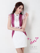 An/AOC-3043/ナイトドレス/キャバドレス/ドレス/ミニドレス/ベルト付き/ブローチ