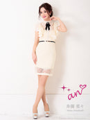 an/AOC-3051/ワンピース/ミニドレス/キャバドレス/レース/リボンタイ/フリル/タイト/ベルト付き