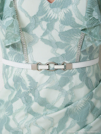 an/AOC-3063/ワンピース/ミニドレス/キャバドレス/レース/Vネック/フリル/タイト/ベルト付き