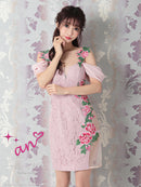 an/AOC-3230/ナイトドレス/ワンピース/ドレス/キャバドレス/刺繍/オフショル/一條りおなさん着用