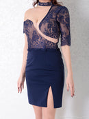 an/AOC-3260/ワンピース/ミニドレス/レース/ワンショルダー/左腕袖あり/小川青空さん着用