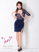 an/AOC-3260/ワンピース/ミニドレス/レース/ワンショルダー/左腕袖あり/小川青空さん着用