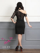 an/AOC-3264/ワンピース/ミニドレス/レース/ワンショルダー/ベルト付き/左腕袖あり/小川青空さん着用