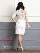 an/AOC-3264/ワンピース/ミニドレス/レース/ワンショルダー/ベルト付き/左腕袖あり/小川青空さん着用