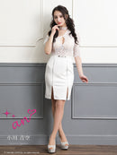 an/AOC-3264/ワンピース/ミニドレス/レース/ワンショルダー/ベルト付き/左腕袖あり/小川青空さん着用