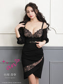 an/AOC-3265/ワンピース/ミニドレス/ベルト付き/袖あり/長袖/小川青空さん着用/フロントジップ