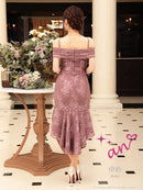 an/AOC-3276/ワンピース/ミニドレス/マーメイド/オフショルダー/総レース/タイトワンピース