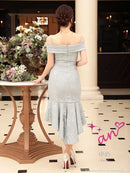 an/AOC-3276/ワンピース/ミニドレス/マーメイド/オフショルダー/総レース/タイトワンピース