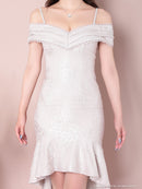 an/AOC-3276/ワンピース/ミニドレス/マーメイド/オフショルダー/総レース/タイトワンピース