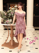 an/AOC-3276/ワンピース/ミニドレス/マーメイド/オフショルダー/総レース/タイトワンピース