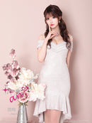 an/AOC-3276/ワンピース/ミニドレス/マーメイド/オフショルダー/総レース/タイトワンピース